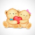 Teddy Bear Couple hugging heart