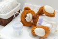 Teddy bear and diapers Royalty Free Stock Photo