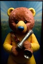 A Teddy Bear Dressed As A Person Holding A Flashlight. Generative AI