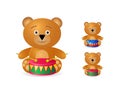 Teddy bear with drum icon set Royalty Free Stock Photo