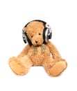 Teddy bear with ear-phones Royalty Free Stock Photo