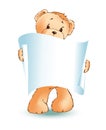 Teddy Bear and Empty Placard Vector Illustration