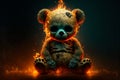 Teddy bear engulfed in flames, creating a mesmerizing display of fiery warmth Royalty Free Stock Photo