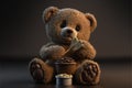 Teddy bear enjoying delicious chocolate treats Royalty Free Stock Photo