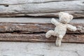 Teddy bear is enjoying and laughing, He tries climbing on the top . Royalty Free Stock Photo