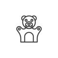 Teddy bear finger puppet line icon