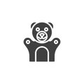 Teddy bear finger puppet vector icon