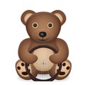 Teddy bear with flat bicycle tyre