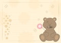 Teddy bear with flower (postcard)