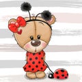 Teddy Bear girl in a ladybug costume and ladybug