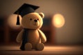 Teddy bear with graduation cap and gown. Education concept. 3D Rendering Royalty Free Stock Photo