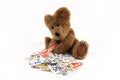 Teddy Bear With Grocery Coupons Royalty Free Stock Photo