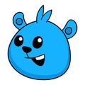 Teddy bear head friendly smiling face, doodle icon image kawaii