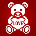 Teddy bear with heart glyph icon, valentines day