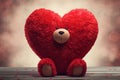 Teddy bear with heartshaped head sitting. Happy Valentines Day. Generative Ai