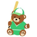 Teddy Bear Holding Baseball and Bat Royalty Free Stock Photo