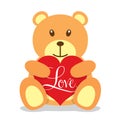 Teddy bear holding a big red heart Royalty Free Stock Photo