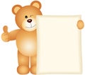 Teddy bear holding a blank sign Royalty Free Stock Photo