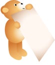 Teddy bear holding a blank sign Royalty Free Stock Photo