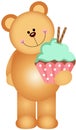 Teddy bear holding a cupcake