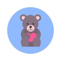 Teddy Bear Holding Heart Icon On Blue Round Background Isolated Royalty Free Stock Photo