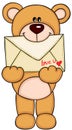 Teddy bear holding love envelope