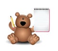 Teddy Bear Holding Notepad Pencil