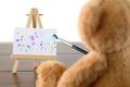 Teddy bear painting colorful abstract painting Studio easel