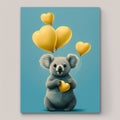 circus zoo koala with balloons.advertising baner poster