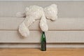 Teddy bear is laying on the sofa Royalty Free Stock Photo
