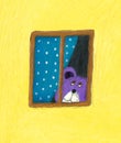 Teddy bear looking through the window Royalty Free Stock Photo