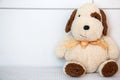Teddy Bear lying on white background. Royalty Free Stock Photo