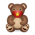 Teddy bear with medical mask Vietnam flag