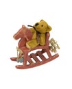 Teddy Bear on a Painted Rocking Horse Royalty Free Stock Photo