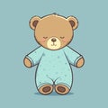 Teddy Bear Pajamas Logo Flat Design
