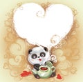 Teddy Bear Panda congratulates Happy Valentine's Day