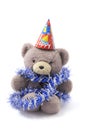 Teddy Bear with Party Hat and Tinsel