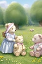 the teddy bear picnic taking place Royalty Free Stock Photo