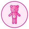 Teddy bear. Pink baby icon on a white background Royalty Free Stock Photo