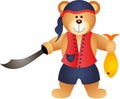 Teddy Bear Pirate with Sword and Fish Royalty Free Stock Photo
