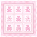 Teddy Bear Quilt, Pastel Baby Pink Royalty Free Stock Photo