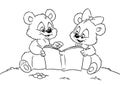 Teddy bear reading book coloring pages