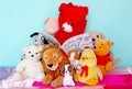 Teddy bear reading a story to his friends Royalty Free Stock Photo