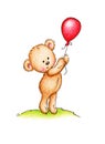 Teddy bear with red balloon