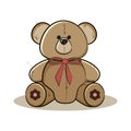 With a teddy bear with a red bow for children and adults