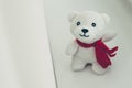 Teddy bear with red bow decoration Royalty Free Stock Photo