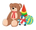 Teddy Bear and Penguin Toys Vector Illustration