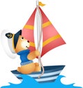 Teddy bear sailor in a boat Royalty Free Stock Photo