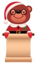 Teddy bear Santa Claus with a scroll Christmas