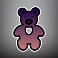 Teddy bear sign illustration. Vector. Violet gradient icon with